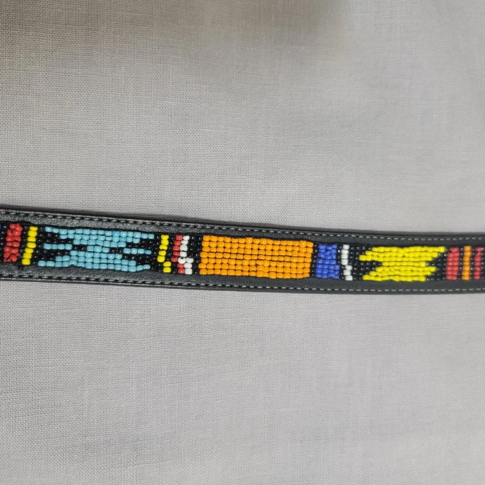 Justin Black Leather Top Grain Cowhide Beaded Western Belt Size 26 Made in USA
